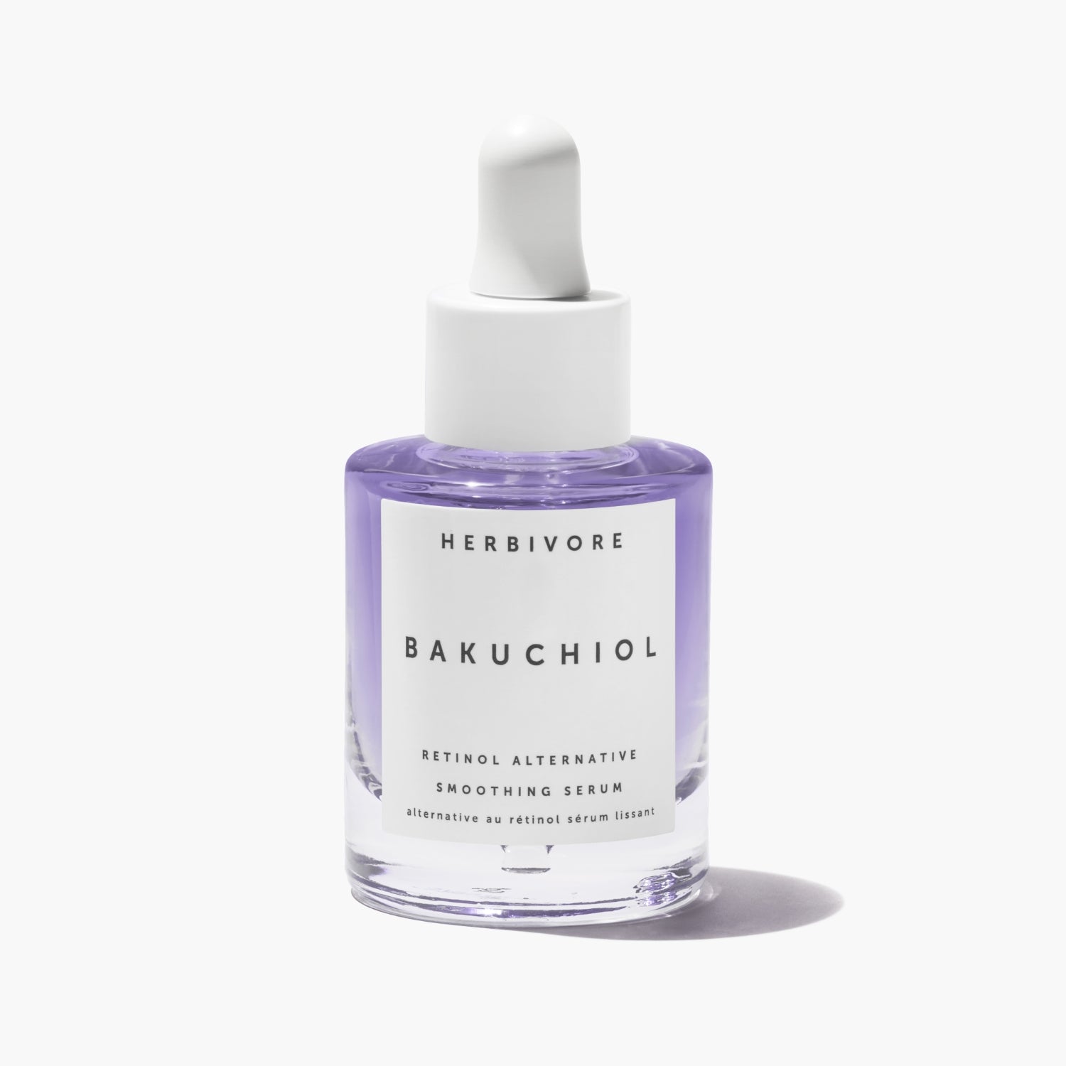 Clear bottle filled with jelly-like purple Bakuchiol Retinol Alternative Smoothing Serum