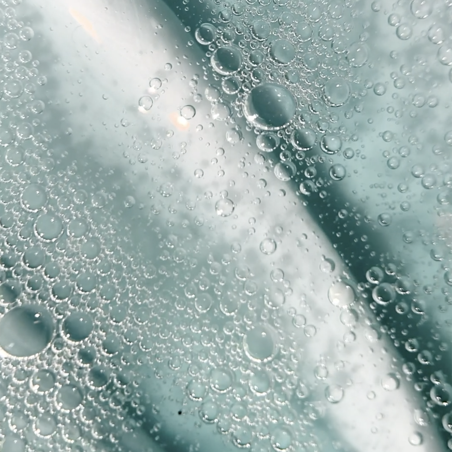 Close-up of blue foaming Aquarius Cleanser