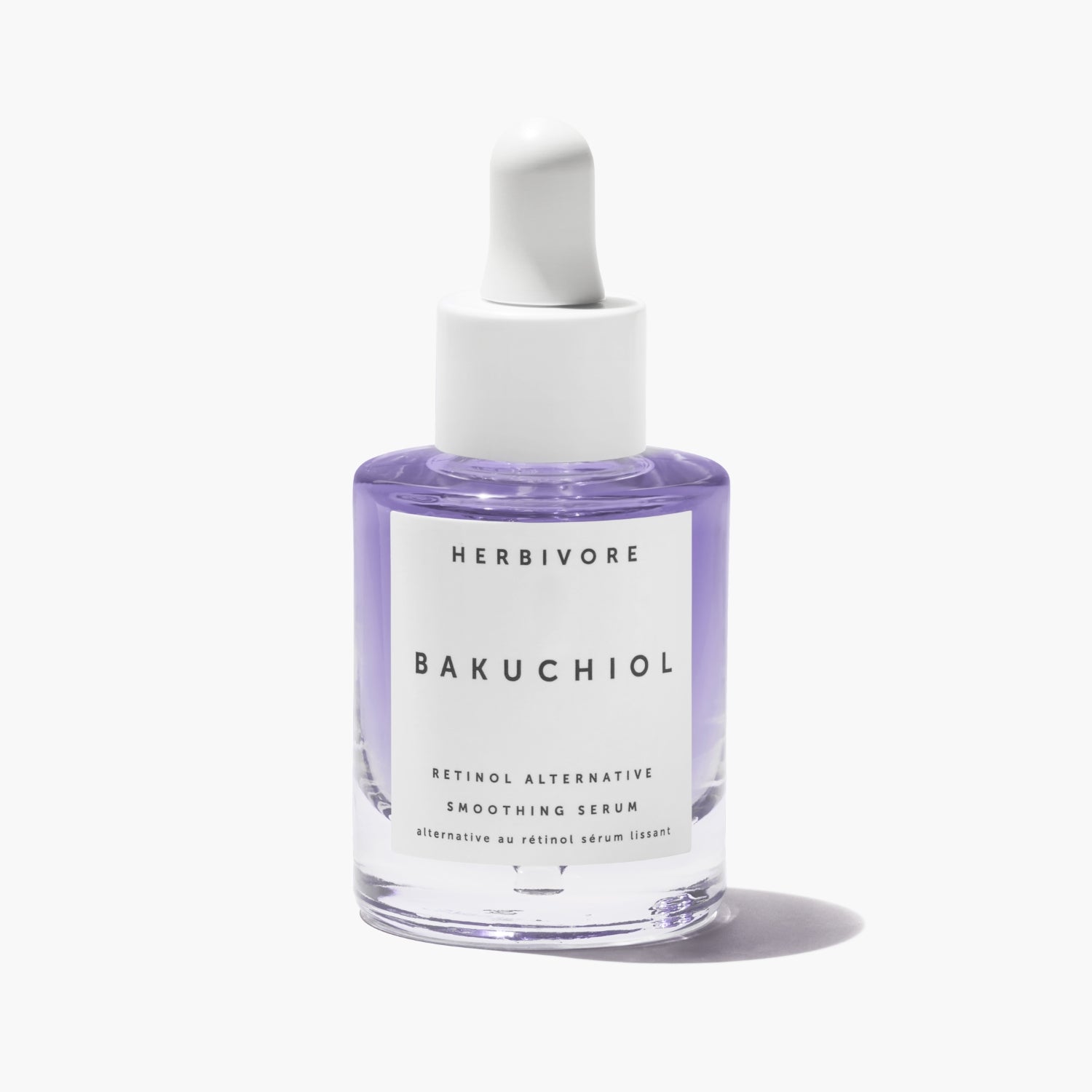 Clear bottle filled with jelly-like purple Bakuchiol Retinol Alternative Smoothing Serum 