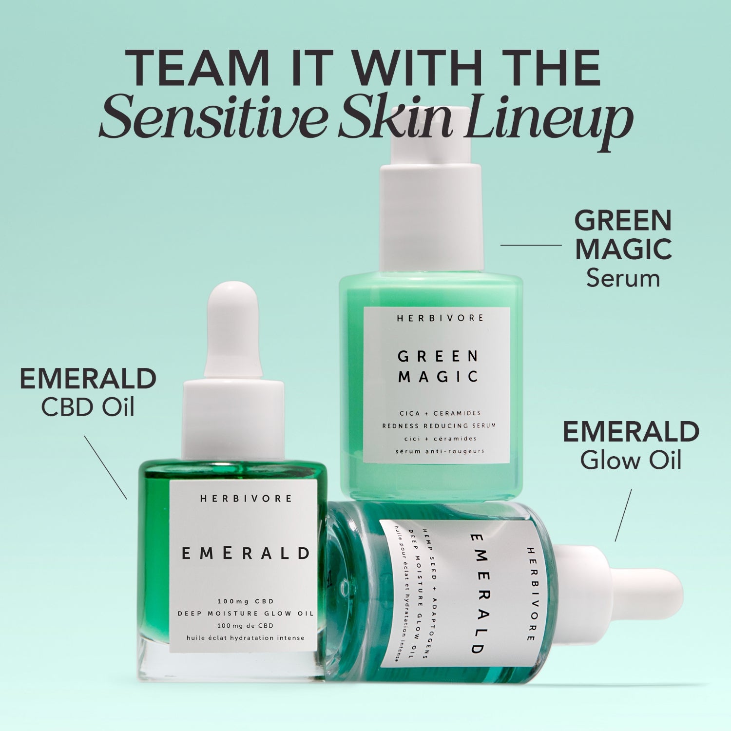Sensitive Skin Routine including Green Magic and Emerald Oils