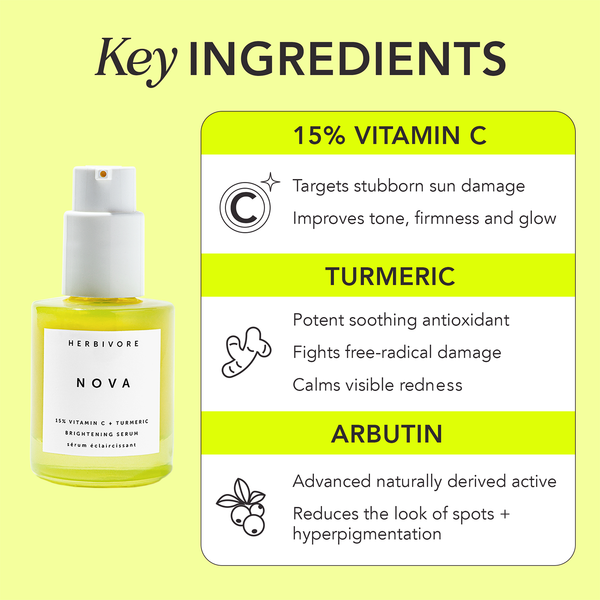 NOVA 15 Vitamin C + Turmeric Brightening Serum Herbivore Botanicals