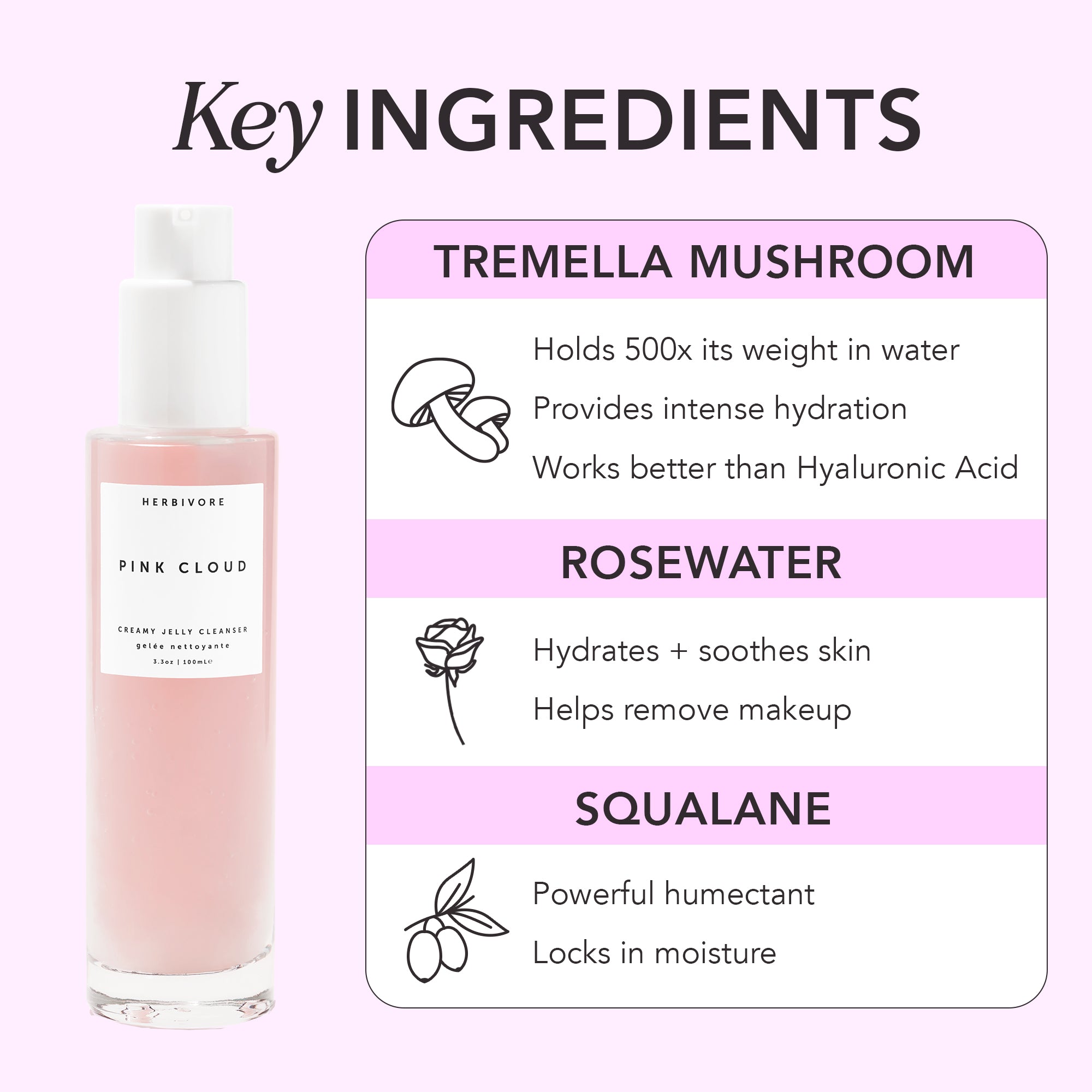 PINK CLOUD Rosewater + Tremella Creamy Jelly Cleanser